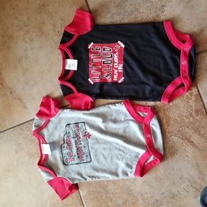 TWO Louisana Ragin Cajuns Onesies - boys or girls - sz 6 to 9 months - NWOT